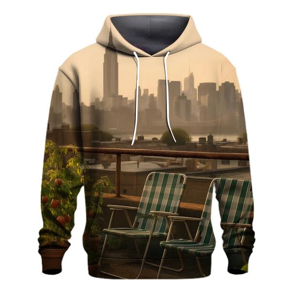 Queens Rooftop Garden Facing Midtown Towers printed hoodies