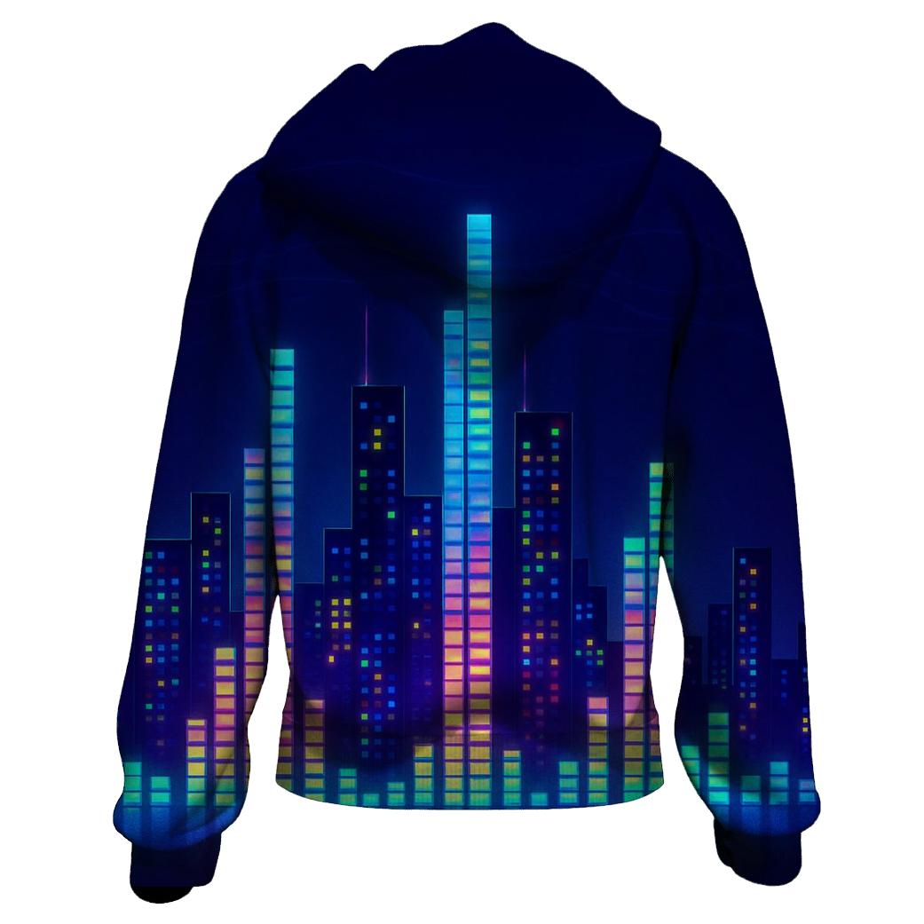 Neon Frequency Skyline zip-up hoodies