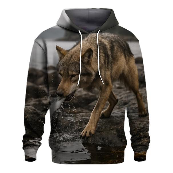 Coastal Wolf Fishing At Low Tide custom hoodies