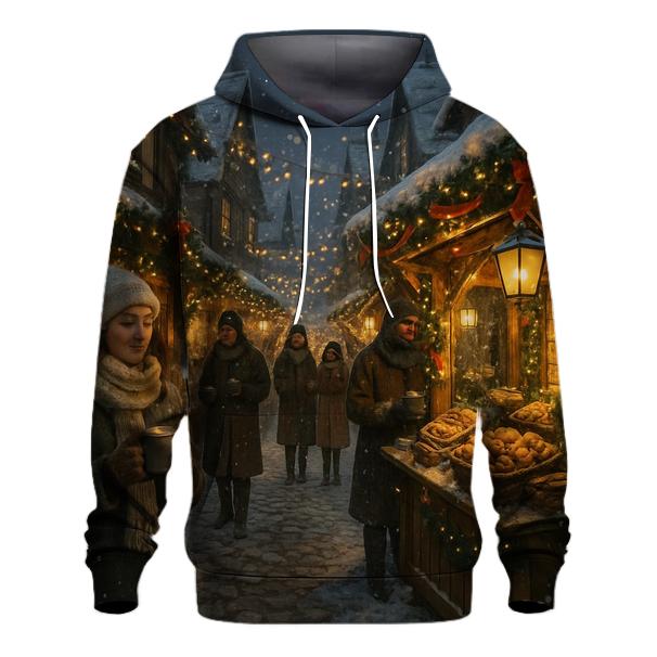 Snowy Village Christmas Market Lane zip-up hoodies