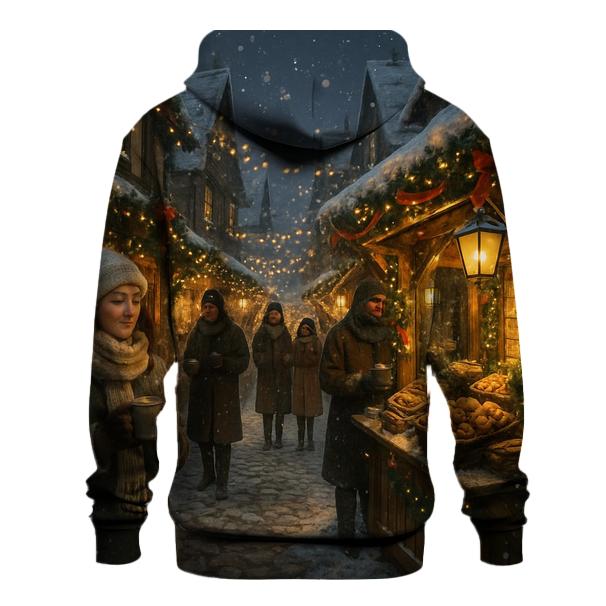 Snowy Village Christmas Market Lane zip-up hoodies