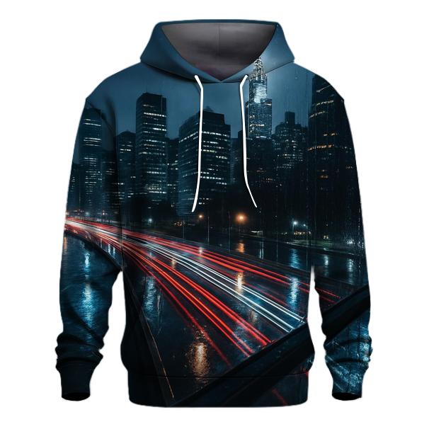 Rain Soaked FDR Drive With Skyline Reflections premium hoodies