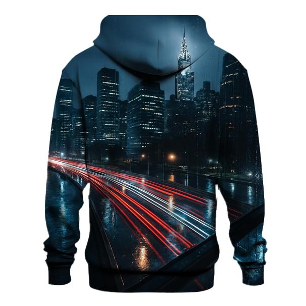 Rain Soaked FDR Drive With Skyline Reflections premium hoodies