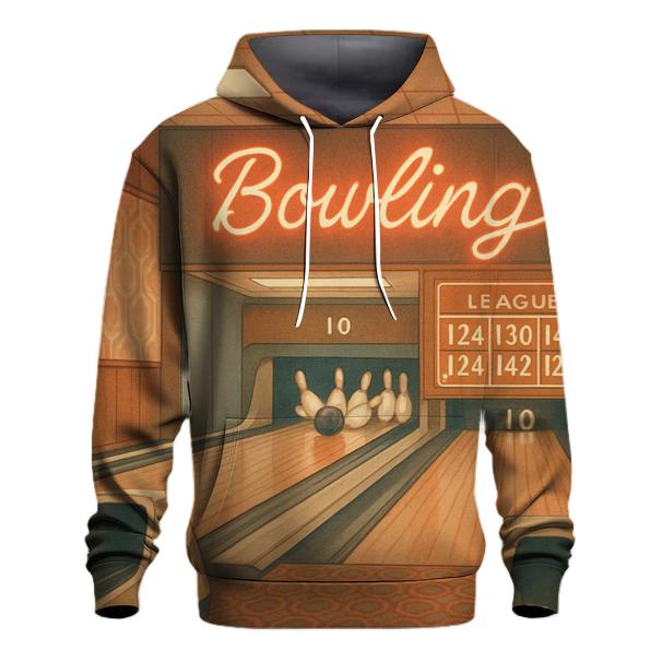 Retro Bowling Alley League Night printed hoodies