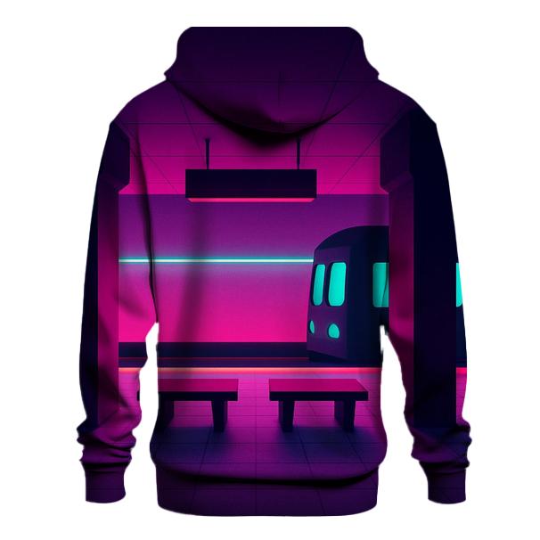 Vaporwave Metro Platform zip-up hoodies