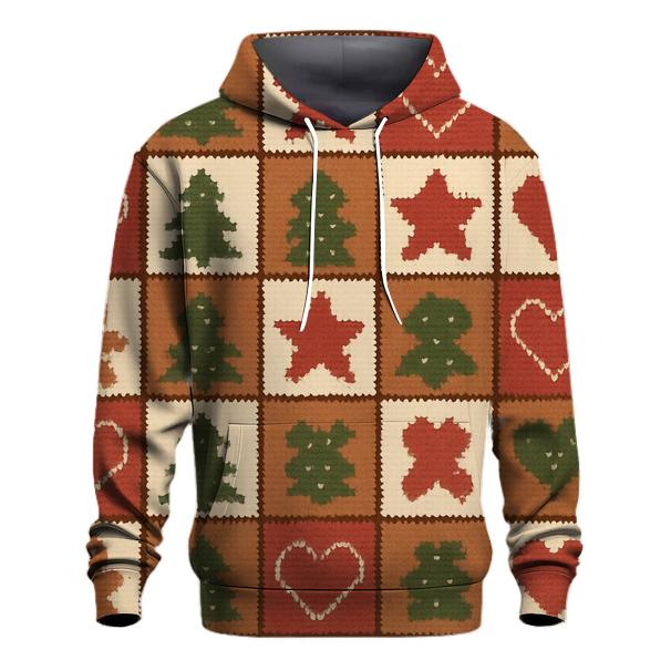 Gingerbread Quilt Windowpane Design zip-up hoodies