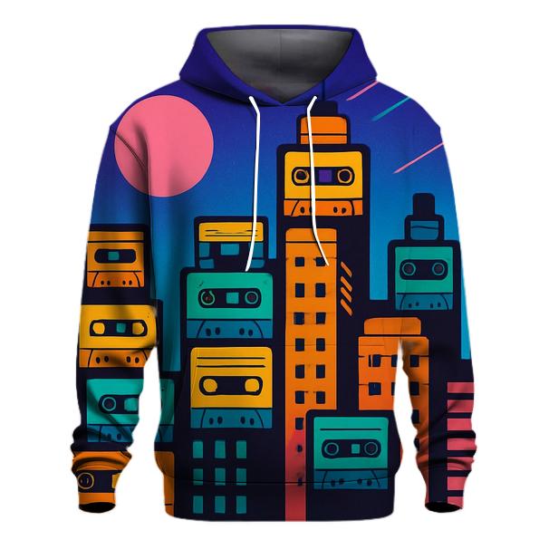 Retro Cassette Skyline printed hoodies