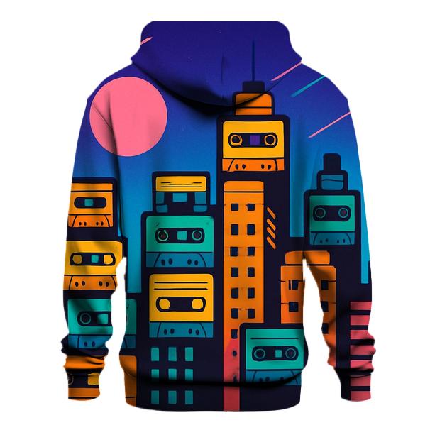 Retro Cassette Skyline printed hoodies