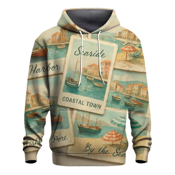Old Harbor Seaside Postcard Montage hoodies fashion