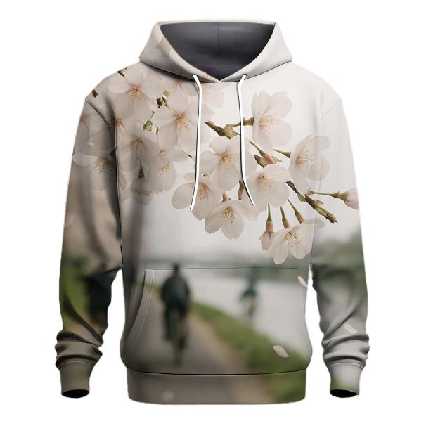 Cherry Blossoms Over Riverside Commuter Path printed hoodies
