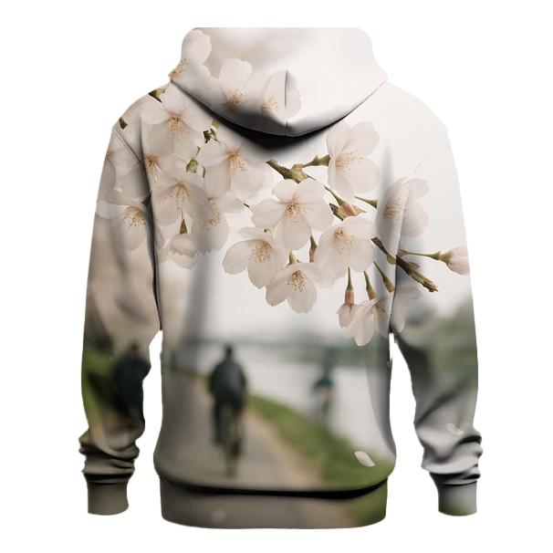 Cherry Blossoms Over Riverside Commuter Path printed hoodies
