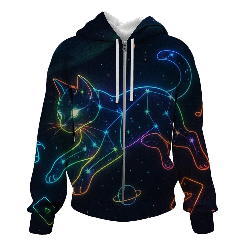 Neon Cat Constellation Shuffle hoodies fashion