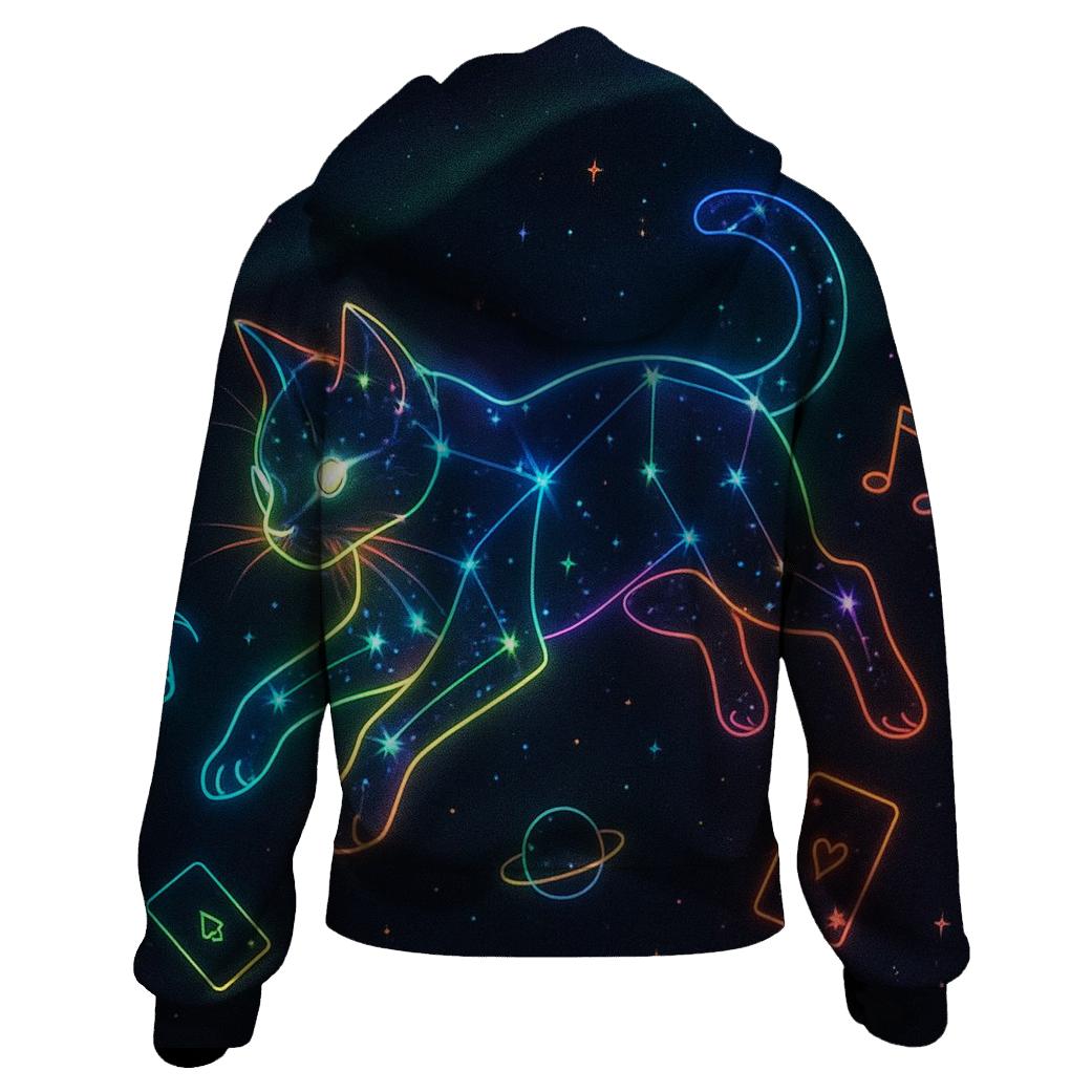 Neon Cat Constellation Shuffle hoodies fashion