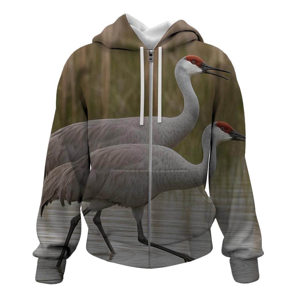 High Step Sandhill Crane Pair lightweight hoodies