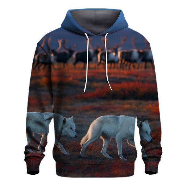 Tundra Wolves Shadowing Caribou Herd hoodies fashion