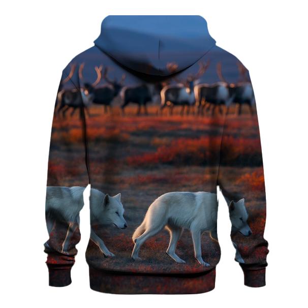 Tundra Wolves Shadowing Caribou Herd hoodies fashion