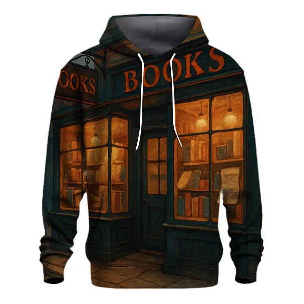 Classic Corner Bookshop Night Scene custom hoodies