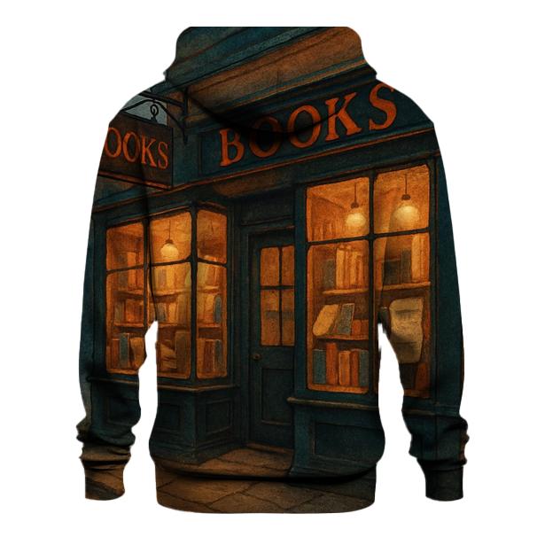 Classic Corner Bookshop Night Scene custom hoodies