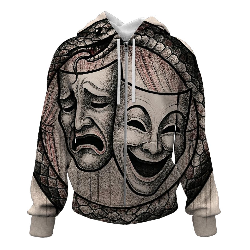 Dual Mask Ouroboros Theater hoodie designs