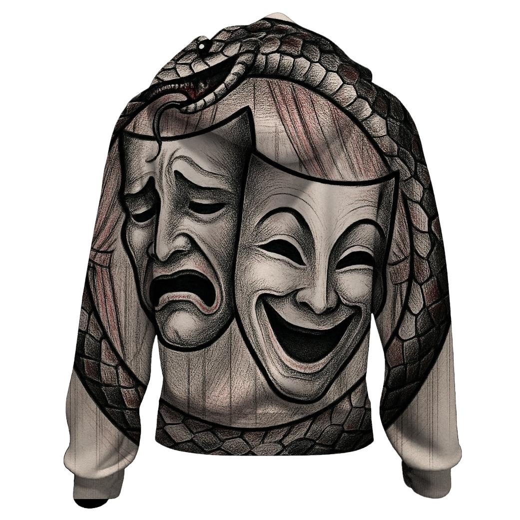 Dual Mask Ouroboros Theater hoodie designs