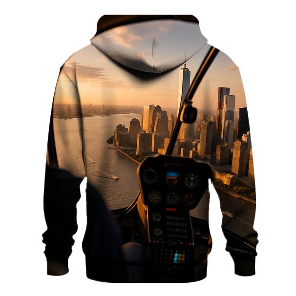 Helicopter Over Hudson With Downtown Panorama graphic hoodies