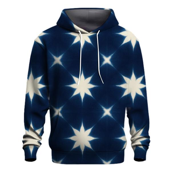 Indigo Itajime Star Grid printed hoodies