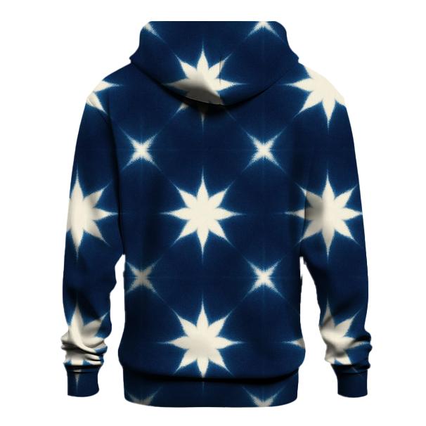 Indigo Itajime Star Grid printed hoodies