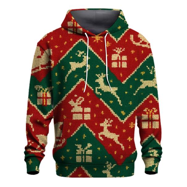 Santa Sleigh Zigzag Tracks Design lightweight hoodies