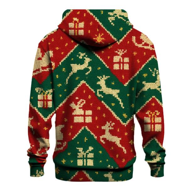 Santa Sleigh Zigzag Tracks Design lightweight hoodies