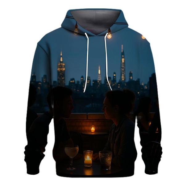 Harlem Rooftop Bar With Distant Midtown Silhouette graphic hoodies