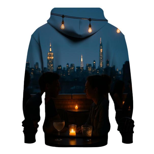 Harlem Rooftop Bar With Distant Midtown Silhouette graphic hoodies