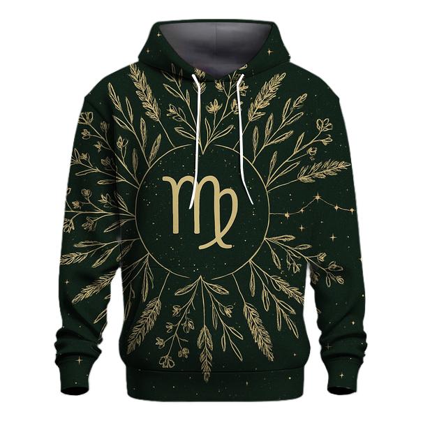 Virgo Starlit Herbal Mandala embroidered hoodies