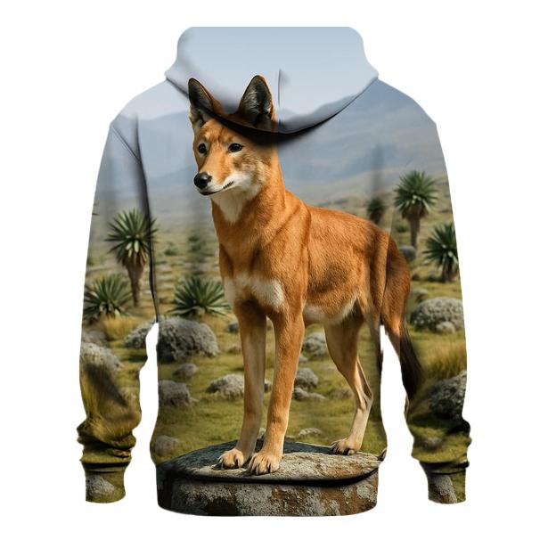 Ethiopian Wolf Scanning Afro Alpine Plateau premium hoodies