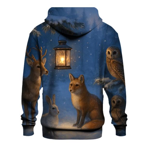 Woodland Animals Around Christmas Lantern heavyweight hoodies