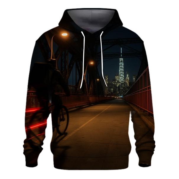 Late Night Delivery Cyclist On The Williamsburg Bridge premium hoodies