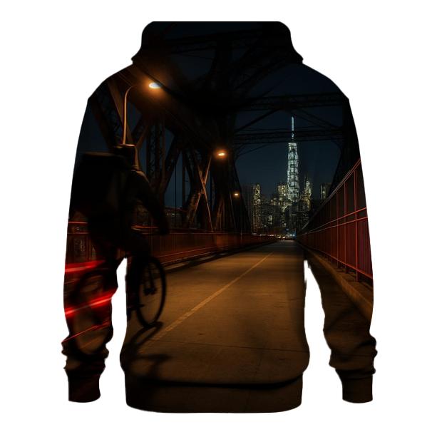 Late Night Delivery Cyclist On The Williamsburg Bridge premium hoodies