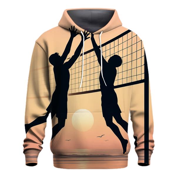 Sunrise Beach Volleyball Silhouettes embroidered hoodies