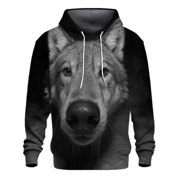 Wolf Investigating Camera Trap In Boreal Night heavyweight hoodies