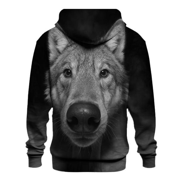 Wolf Investigating Camera Trap In Boreal Night heavyweight hoodies