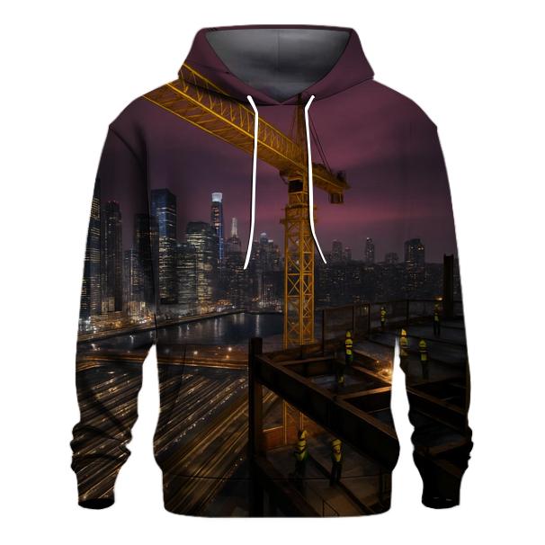 Nighttime Construction Crane Above Hudson Yards graphic hoodies