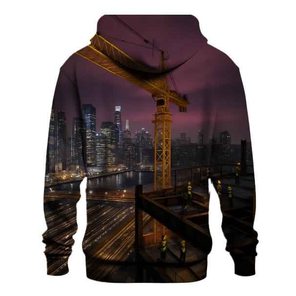 Nighttime Construction Crane Above Hudson Yards graphic hoodies