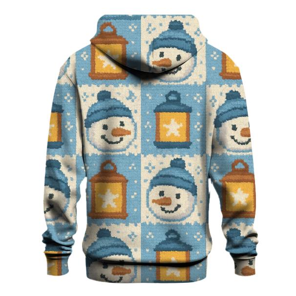 Snowman Lantern Checkerboard Design designer hoodies