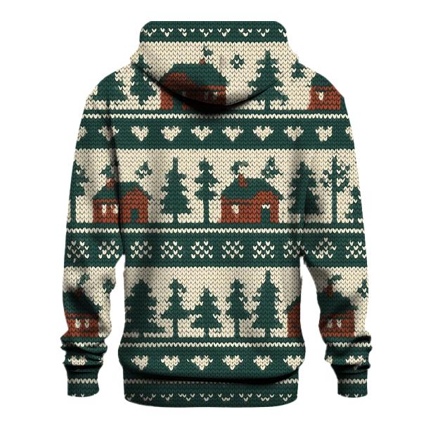 Evergreen Cabin Fair Isle Rows Design embroidered hoodies