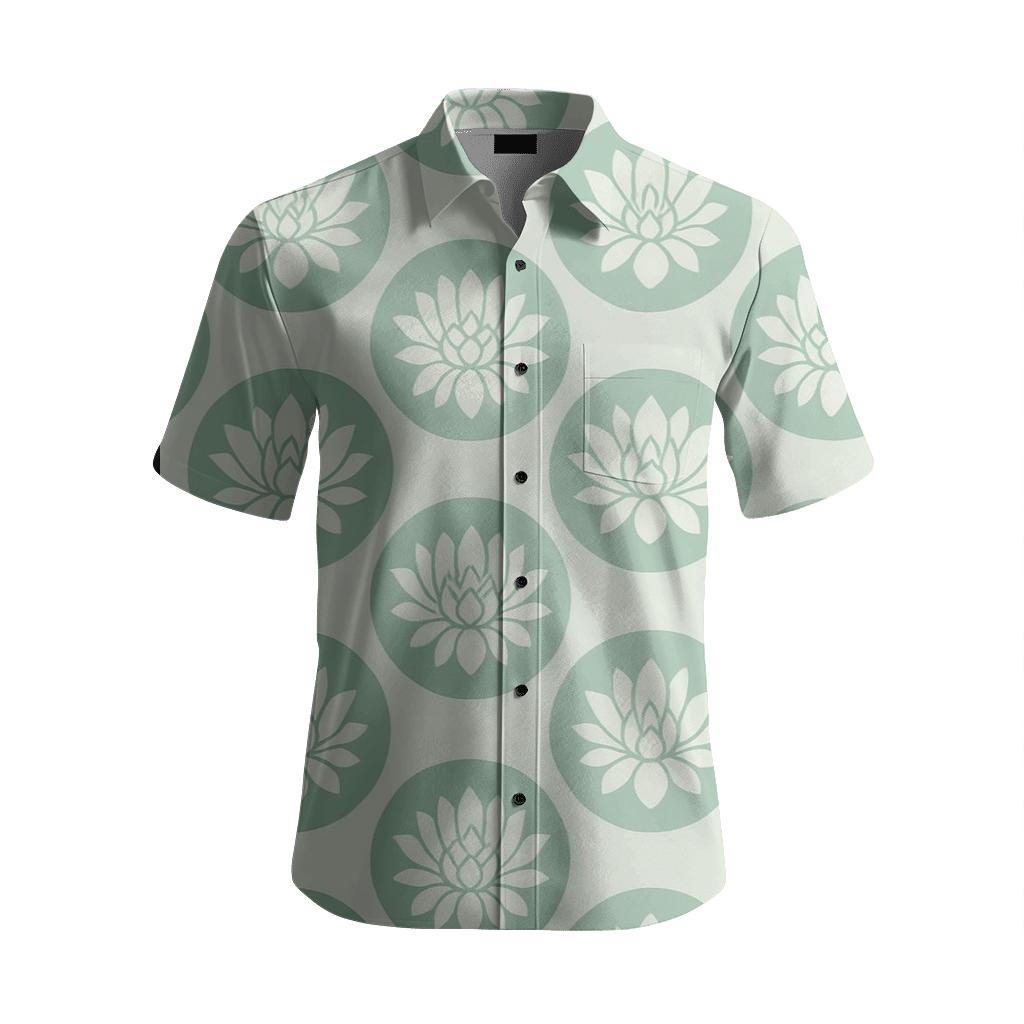 Celadon Lotus Medallion Grid personalized embroidery shirts