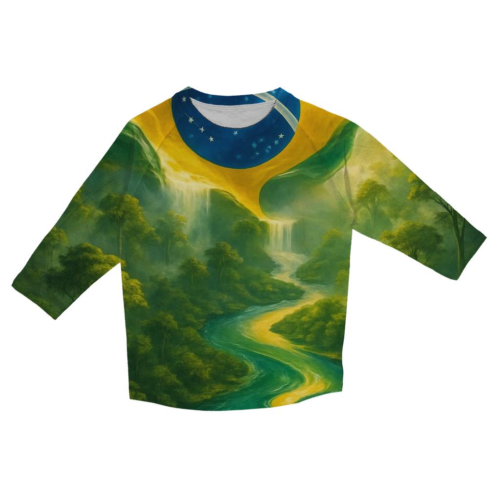 Brazilian Rainforest Flag River Dream stylish quarter sleeve tops