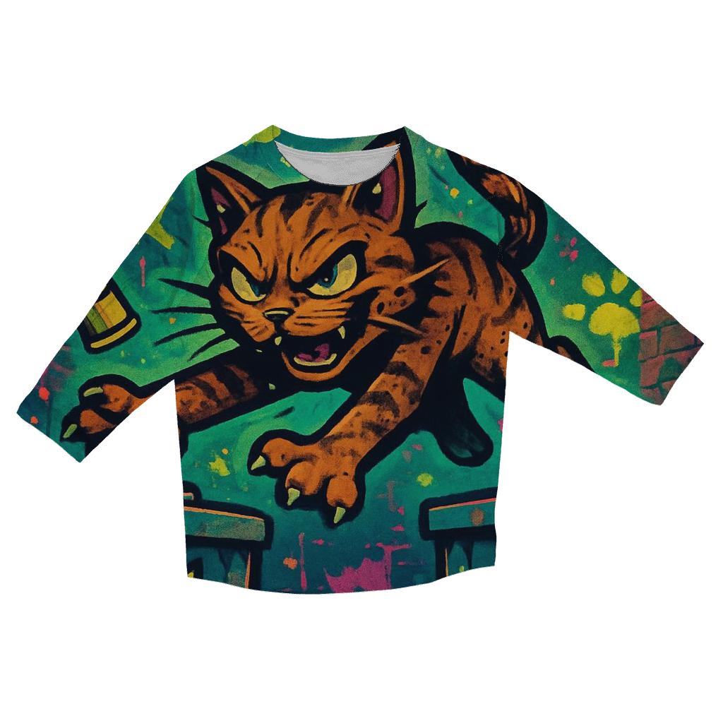 Graffiti Alley Trickster Cat cotton quarter sleeve shirts