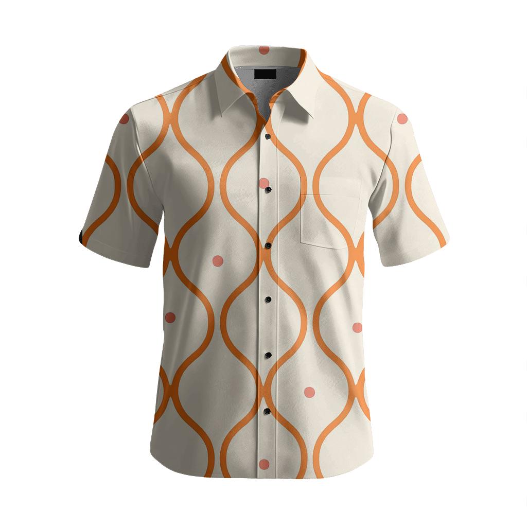 Tangerine Ogee Trellis Scatter embroidered logo shirts