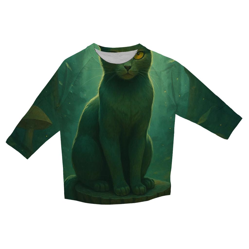 Forest Aura Guardian Cat cotton quarter sleeve shirts