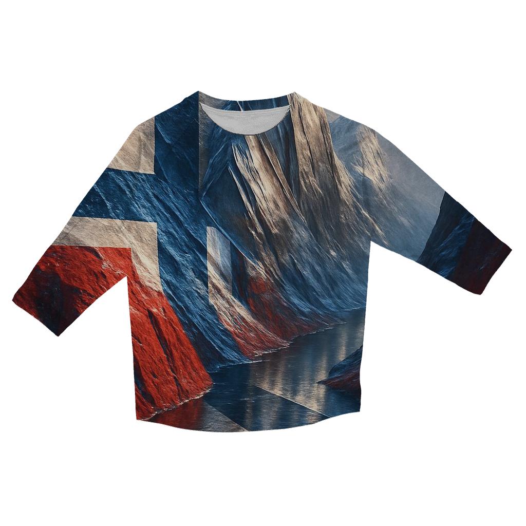 Norwegian Fjord Metallic Flag Peaks casual three quarter sleeve shirts
