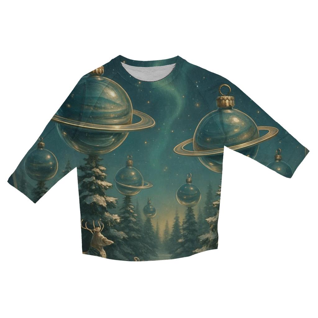 Saturn Ornament Snow Globe Forest cotton quarter sleeve shirts